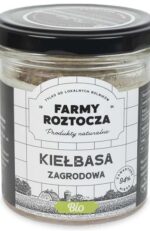 Sklep internetowy oferujący  KIEŁBASA ZAGRODOWA BIO 250 g (SŁOIK) - FARMY ROZTOCZA