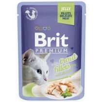 Produkt oferowany przez sklep:  Brit Premium cat jelly fillets with trout pstrąg karma mokra dla kotów 85 g