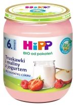 Produkt oferowany przez sklep:  Hipp Truskawki i maliny z jogurtem po 6. miesiącu 160 g Bio