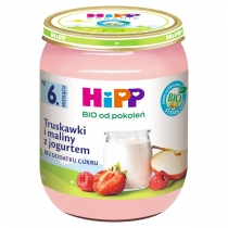 Produkt oferowany przez sklep:  Hipp Truskawki i maliny z jogurtem po 6. miesiącu 160 g Bio