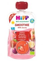 Produkt oferowany przez sklep:  Hipp Smoothie Mus z owoców i soków po 1. roku jabłka-banany-truskawki-porzeczki 120 ml Bio