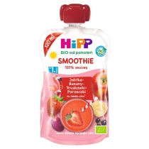 Produkt oferowany przez sklep:  Hipp Smoothie Mus z owoców i soków po 1. roku jabłka-banany-truskawki-porzeczki 120 ml Bio