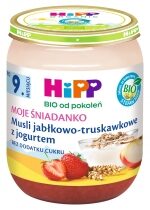 Produkt oferowany przez sklep:  Hipp Moje Śniadanko Musli jabłkowo-truskawkowe z jogurtem po 9. miesiącu 160 g Bio