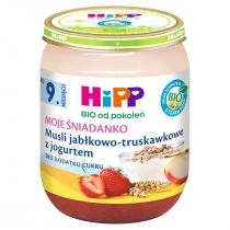 Produkt oferowany przez sklep:  Hipp Moje Śniadanko Musli jabłkowo-truskawkowe z jogurtem po 9. miesiącu 160 g Bio