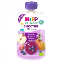Produkt oferowany przez sklep:  Hipp Smoothie Mus z owoców i soków po 1. roku jabłka-gruszki-jagody 120 ml Bio