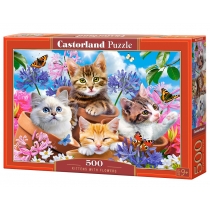 Produkt oferowany przez sklep:  Puzzle 500 el. Kittens with Flowers Castorland