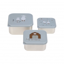 Produkt oferowany przez sklep:  Lassig Komplet 3 Snackboxów ze stali nierdzewnej Tiny Farmer Owieczka/Gąska niebieskie