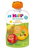 Produkt oferowany przez sklep:  Hipp Mus owocowo-warzywny po 5. miesiącu jabłka-gruszki-dynia 100 g Bio
