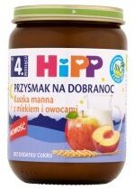 Produkt oferowany przez sklep:  Hipp Przysmak na Dobranoc Kaszka manna z mlekiem i owocami po 4. miesiącu zestaw 6 x 190 g Bio