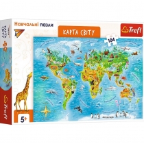 Produkt oferowany przez sklep:  Puzzle edukacyjne 104 el. Mapa świata. Wersja ukraińska Trefl