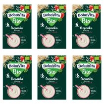 Produkt oferowany przez sklep:  BoboVita Owsianka bezmleczna z ryżem i truskawką po 6 miesiącu zestaw 6 x 200 g Bio