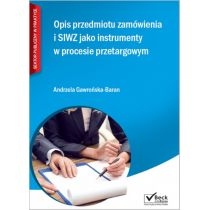 Produkt oferowany przez sklep:  Opis przedmiotu zamówienia i SIWZ jako instrumenty w procesie przetargowym + CD