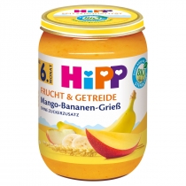 Produkt oferowany przez sklep:  Hipp Mango z bananem i kaszką manną od 6. miesiąca 190 g Bio