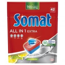 Produkt oferowany przez sklep:  Somat Tabletki do zmywarki All in One Extra Lemon 42 tab.