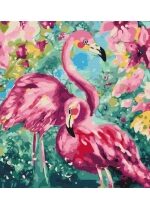 Produkt oferowany przez sklep:  Malowanie po numerach. Paint it! Pastelowe flamingi 40 x 50 cm