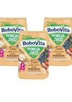 Produkt oferowany przez sklep:  BoboVita Porcja Zbóż Kaszka bezmleczna 7 zbóż jagoda-jeżyna jabłko po 8. miesiącu Zestaw 3 x 170 g