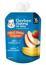 Produkt oferowany przez sklep:  Gerber Deser w tubce jabłko z bananem i truskawkami po 6. miesiącu Zestaw 3 x 80 g