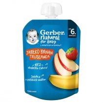 Produkt oferowany przez sklep:  Gerber Deser w tubce jabłko z bananem i truskawkami po 6. miesiącu Zestaw 3 x 80 g