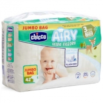 Produkt oferowany przez sklep:  Chicco Pieluchy Airy Diapers Midi (4-9 kg) Jumbo Bag 42 szt.