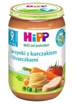 Produkt oferowany przez sklep:  Hipp Jarzynki z kurczakiem i kluseczkami po 9. miesiącu 220 g Bio