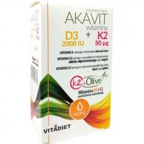 Produkt oferowany przez sklep:  Vitadiet Akavit Witamina D3 2000 IU + K2 50 Mcg Suplement diety 29.4 ml